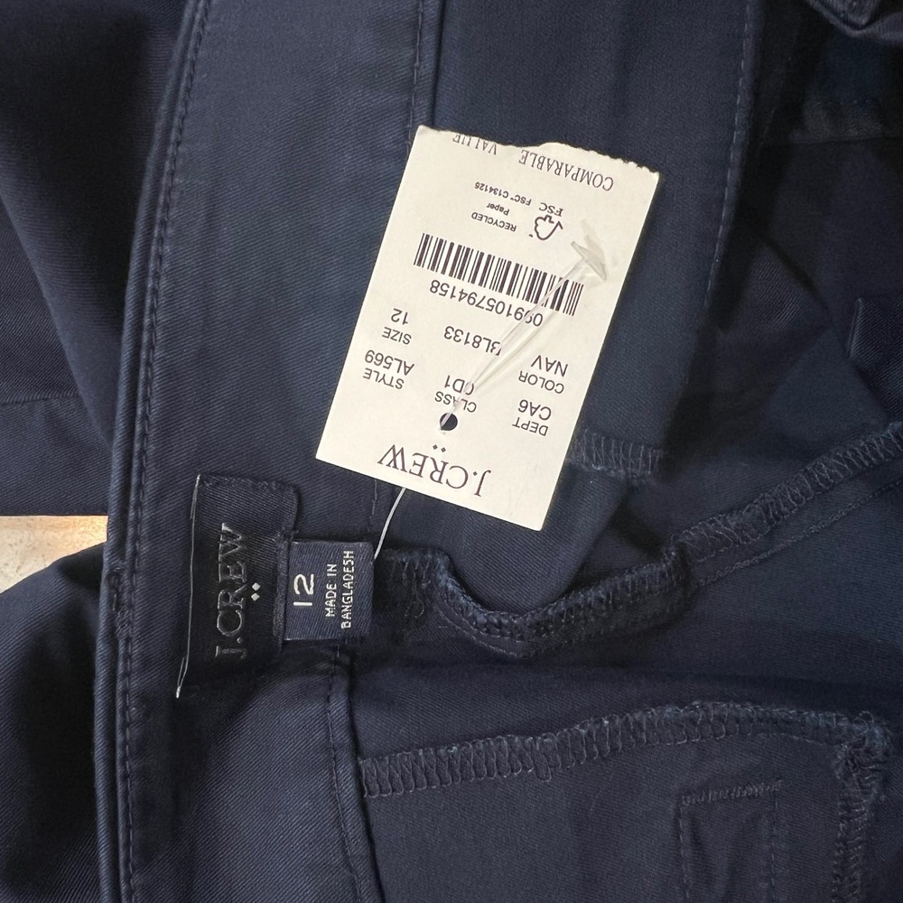 J.Crew Womens 9 Inch Chino Shorts Navy Blue Stretch Cotton Size 12 NEW - Picture 6 of 7